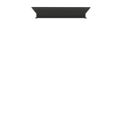 Murphy Door® black crown molding piece with tiered design for hidden door installation, sleek and traditional style.