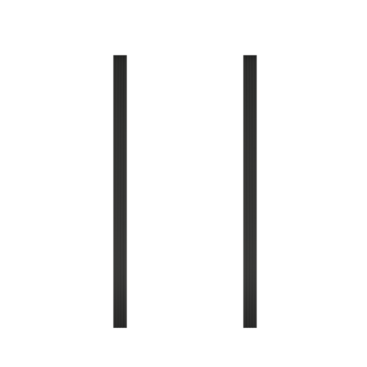 Two vertical black wood panels from Murphy Door®, part of their hidden door collection.