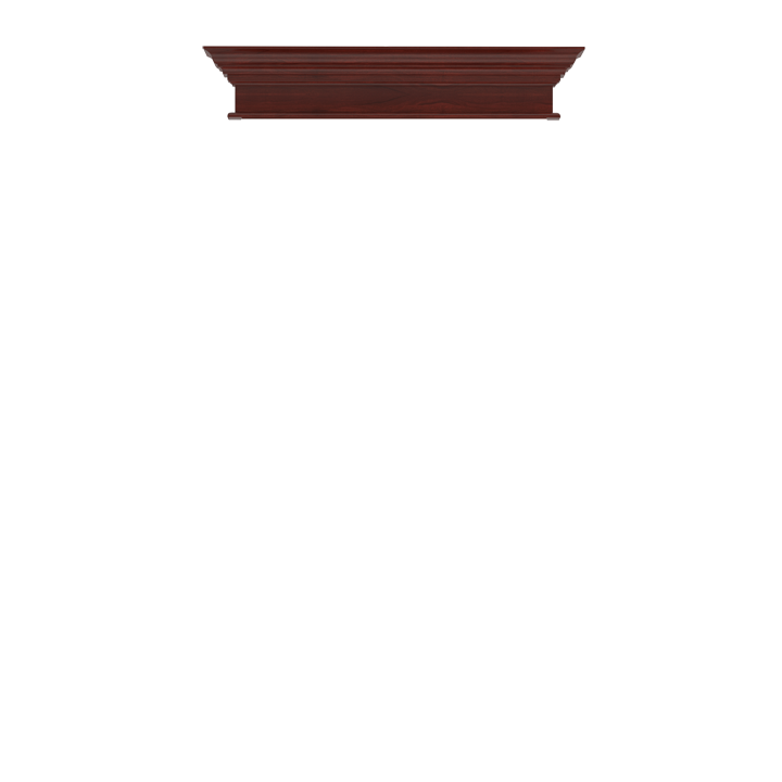 Murphy Door® wooden crown molding in rich mahogany finish with classic profile detailing for hidden door installations.