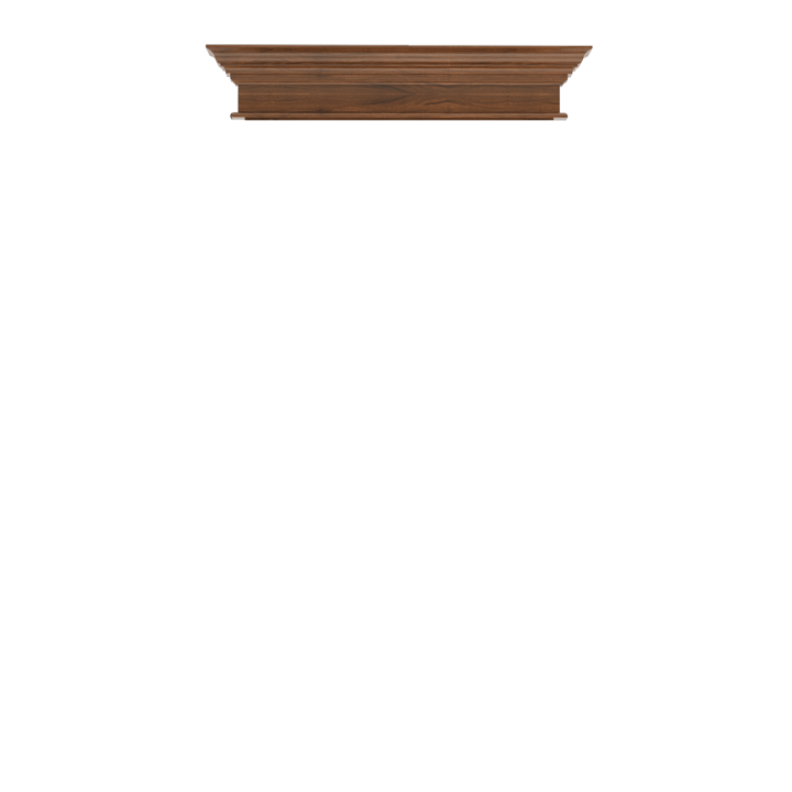 Murphy Door® wooden crown molding shelf in walnut finish with classic traditional style detailing.