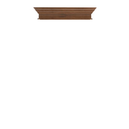 Murphy Door® wooden crown molding shelf in walnut finish with classic traditional style detailing.