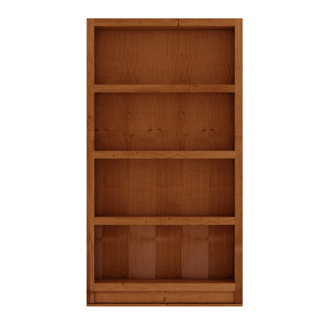 Murphy Door® wooden hidden bookcase with four shelves in a warm brown finish.