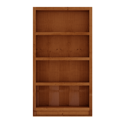 Murphy Door® wooden hidden bookcase with four shelves in a warm brown finish.