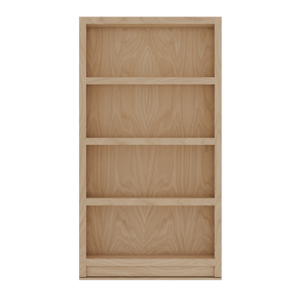 Murphy Door® light oak hidden bookcase with 4 shelves, showcasing natural wood grain.