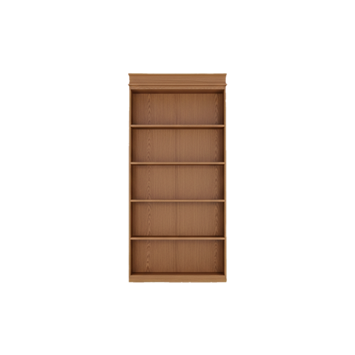 Murphy Door® classic wooden bookcase, featuring crown molding and five spacious shelves.