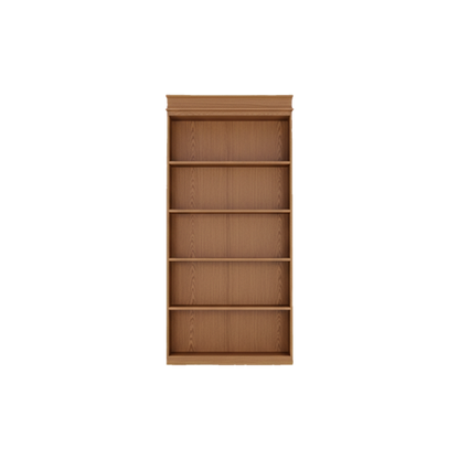 Murphy Door® classic wooden bookcase, featuring crown molding and five spacious shelves.