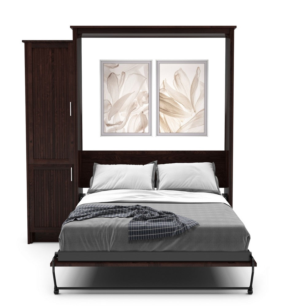 Twin Size Murphy Bed - Left Cabinet, Beadboard Style, Brushed Nickel Pulls - Murphy Door, Inc.