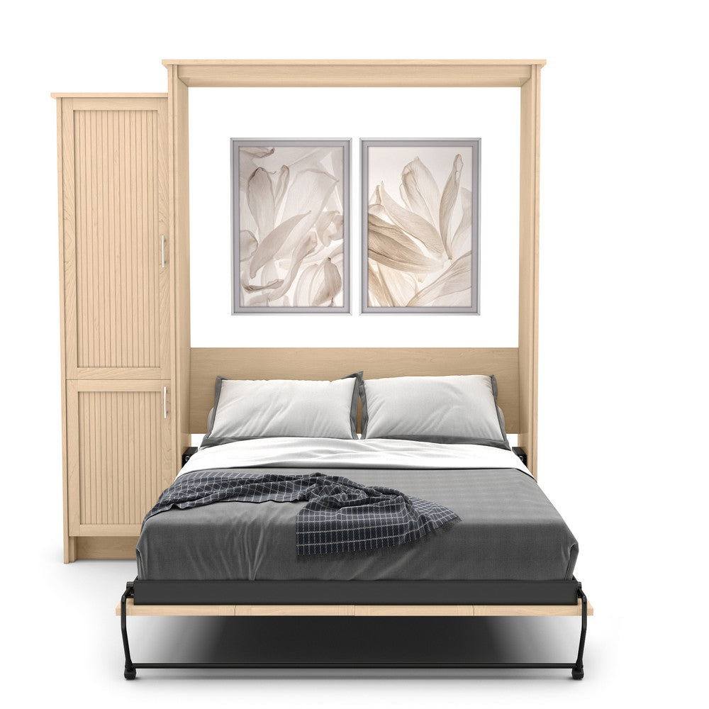 Queen Size Murphy Bed - Left Cabinet, Beadboard Style, Brushed Nickel Pulls - Murphy Door, Inc.
