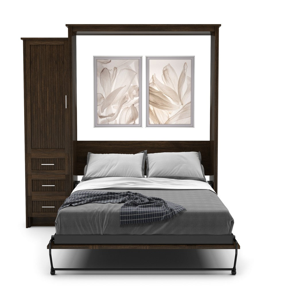 Queen Size Murphy Bed - Left Cabinet, Beadboard Style, Brushed Nickel Pulls - Murphy Door, Inc.