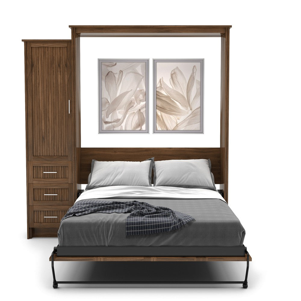 Twin Size Murphy Bed - Left Cabinet, Beadboard Style, Brushed Nickel Pulls - Murphy Door, Inc.
