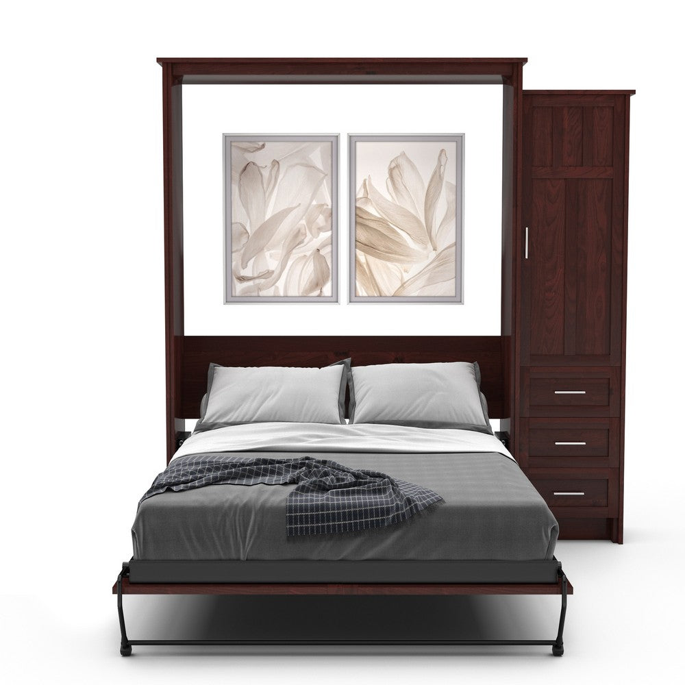 Queen Size Murphy Bed - Right Cabinet, Beadboard Style, Brushed Nickel Pulls - Murphy Door