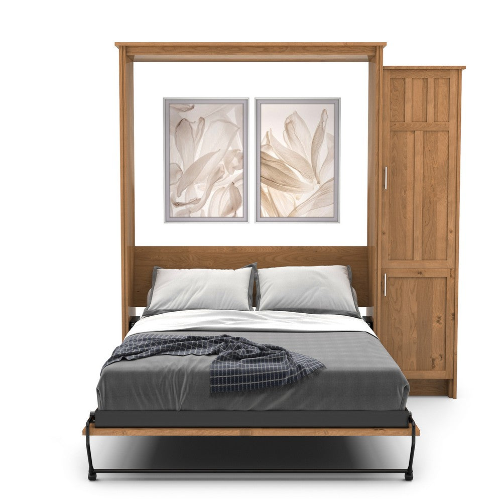 Twin Size Murphy Bed - Right Cabinet, Craftsman Style, Brushed Nickel Pulls - Murphy Door