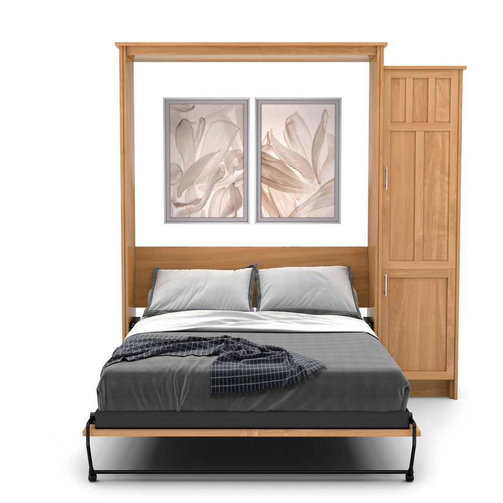 Queen Size Murphy Bed - Right Cabinet, Beadboard Style, Brushed Nickel Pulls - Murphy Door
