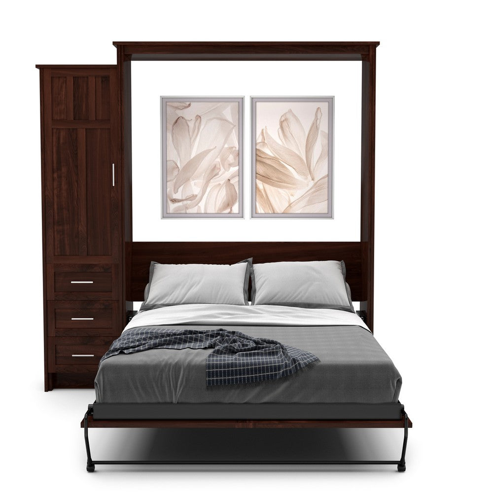 King Size Murphy Bed - Left Cabinet, Craftsman Style, Brushed Nickel Pulls