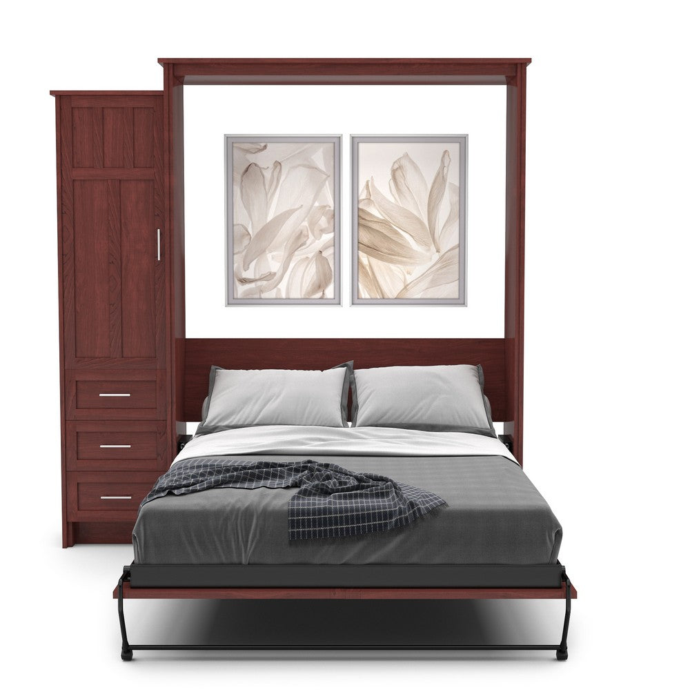King Size Murphy Bed - Left Cabinet, Craftsman Style, Brushed Nickel Pulls
