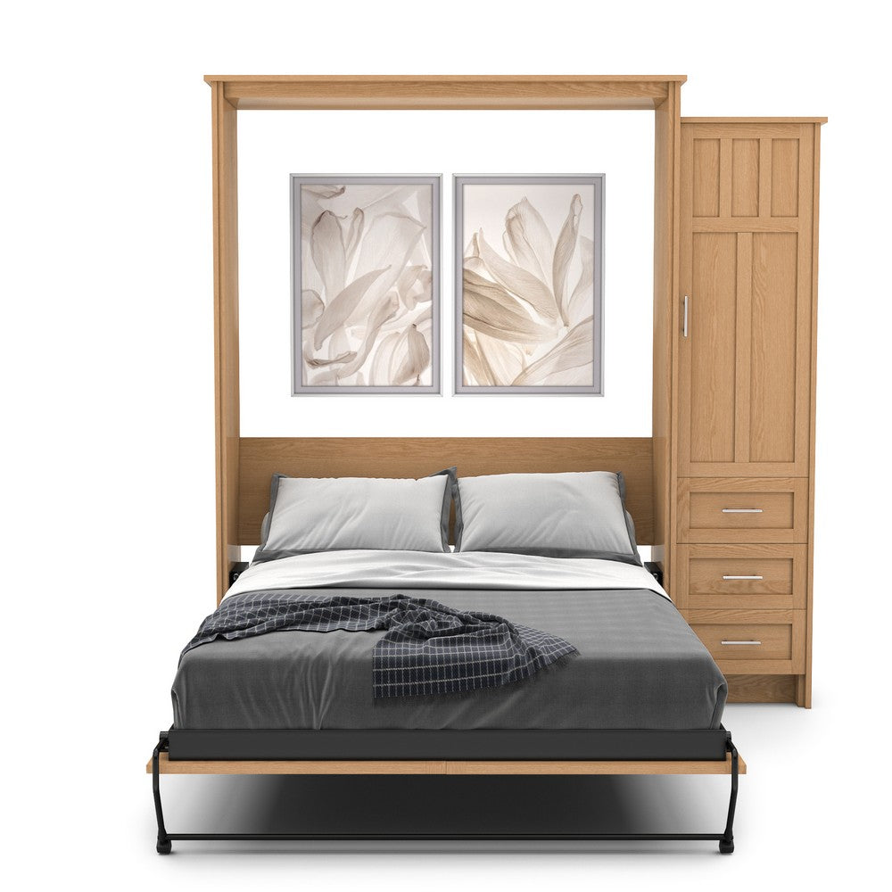 King Size Murphy Bed - Right Cabinet, Craftsman Style, Brushed Nickel Pulls - Murphy Door