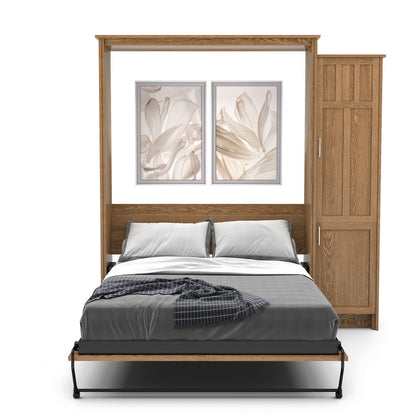 Queen Size Murphy Bed - Right Cabinet, Craftsman Style, Brushed Nickel Pulls - Murphy Door