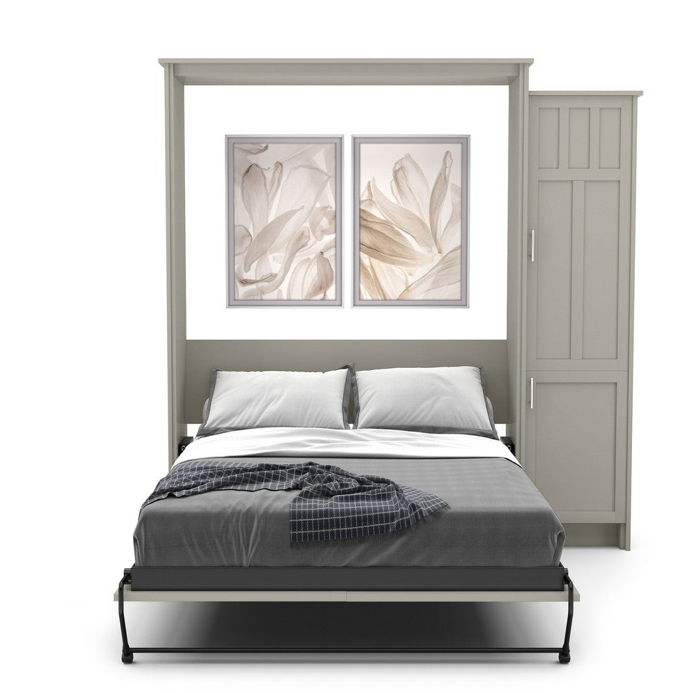 Twin Size Murphy Bed - Right Cabinet, Craftsman Style, Brushed Nickel Pulls - Murphy Door