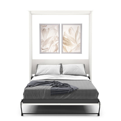 Twin Size Murphy Bed - Without Cabinets, Slab Style, Brushed Nickel Pulls - Murphy Door