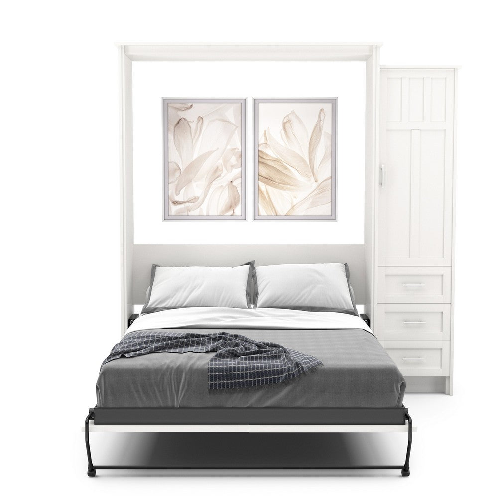 King Size Murphy Bed - Right Cabinet, Beadboard Style, Brushed Nickel Pulls - Murphy Door