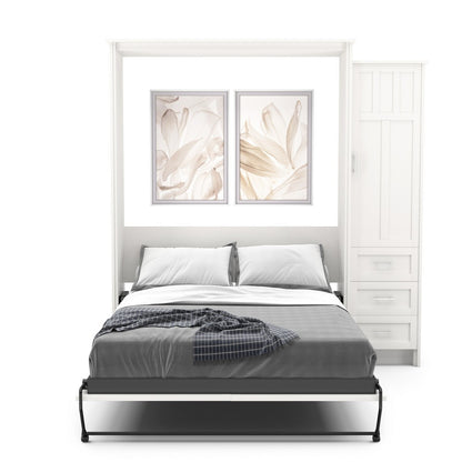 Queen Size Murphy Bed - Right Cabinet, Craftsman Style, Brushed Nickel Pulls - Murphy Door