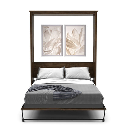 King Size Murphy Bed - Without Cabinets, Slab Style, Brushed Nickel Pulls - Murphy Door