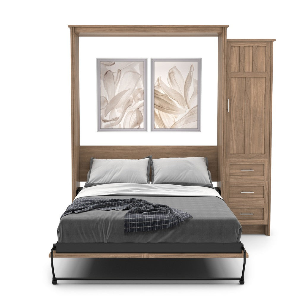 Full Size Murphy Bed - Right Cabinet, Beadboard Style, Brushed Nickel Pulls - Murphy Door