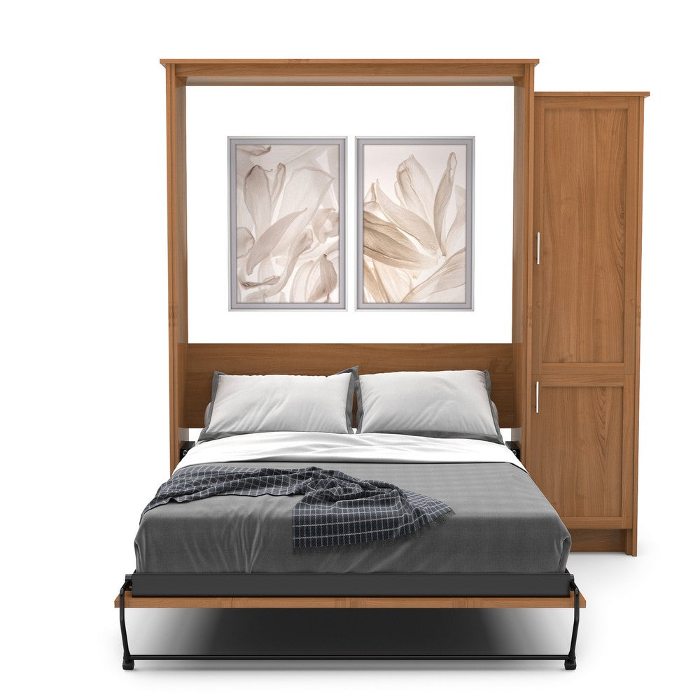King Size Murphy Bed - Right Cabinet, Shaker Style, Brushed Nickel Pulls - Murphy Door