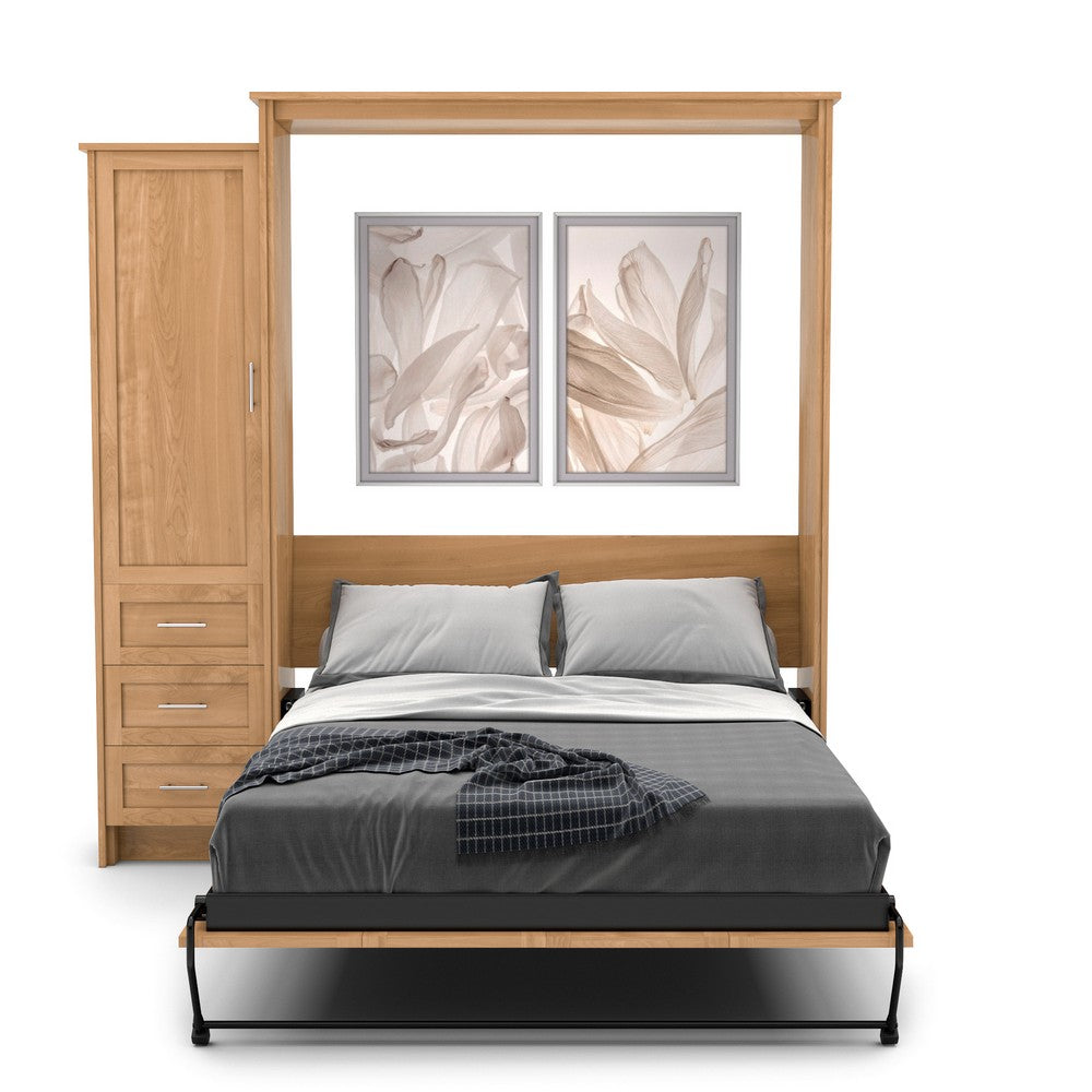 Twin Size Murphy Bed - Left Cabinet, Shaker Style, Brushed Nickel Pulls