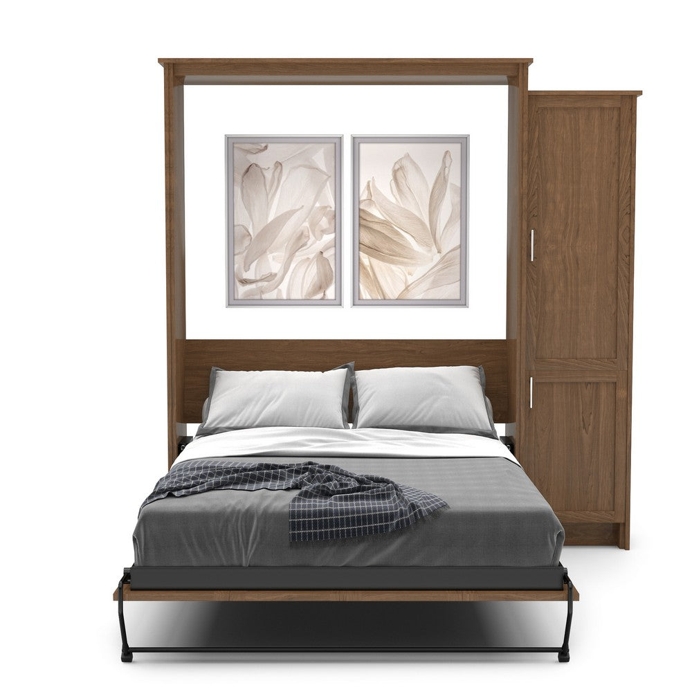 King Size Murphy Bed - Right Cabinet, Shaker Style, Brushed Nickel Pulls - Murphy Door