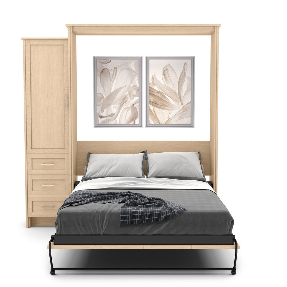 Twin Size Murphy Bed - Left Cabinet, Shaker Style, Brushed Nickel Pulls
