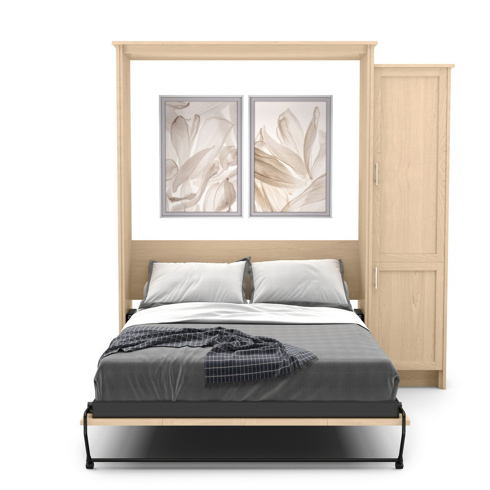Queen Size Murphy Bed - Right Cabinet, Shaker Style, Brushed Nickel Pulls - Murphy Door