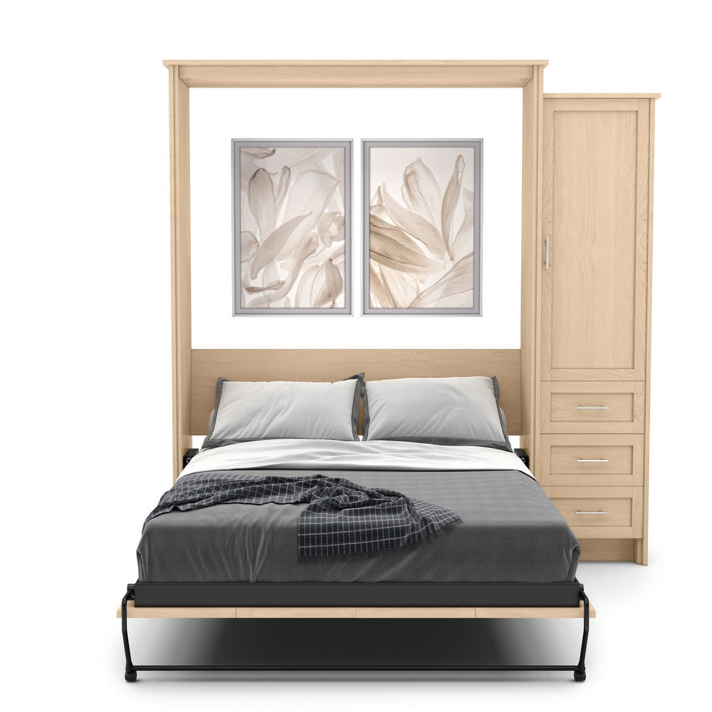 Twin Size Murphy Bed - Right Cabinet, Shaker Style, Brushed Nickel Pulls