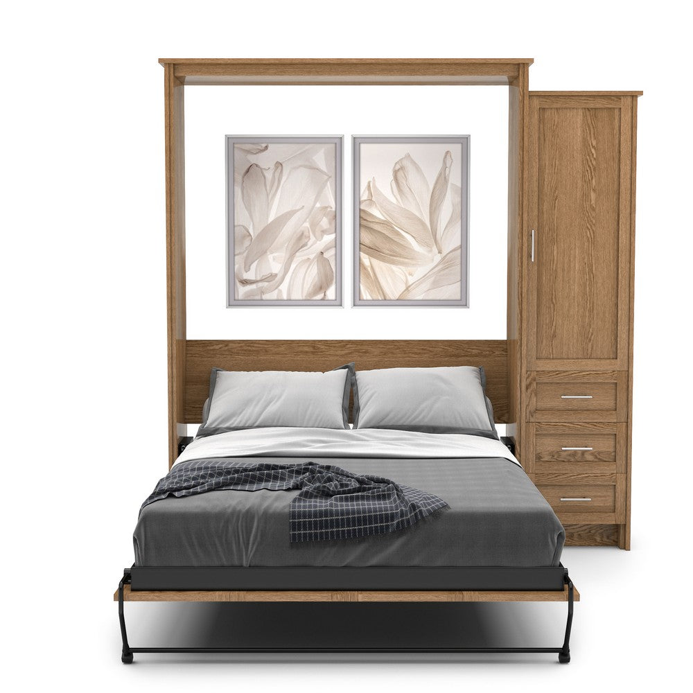 Full Size Murphy Bed - Right Cabinet, Shaker Style, Brushed Nickel Pulls - Murphy Door