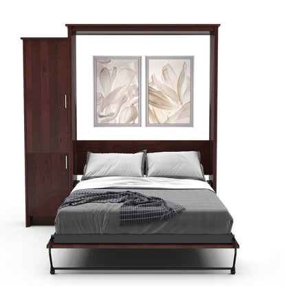 Queen Size Murphy Bed - Left Cabinet, Slab Style, Brushed Nickel Pulls - Murphy Door, Inc.