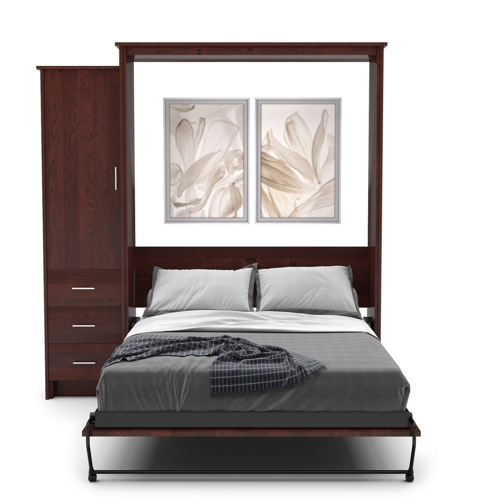 Full Size Murphy Bed - Left Cabinet, Slab Style, Brushed Nickel Pulls - Murphy Door, Inc.