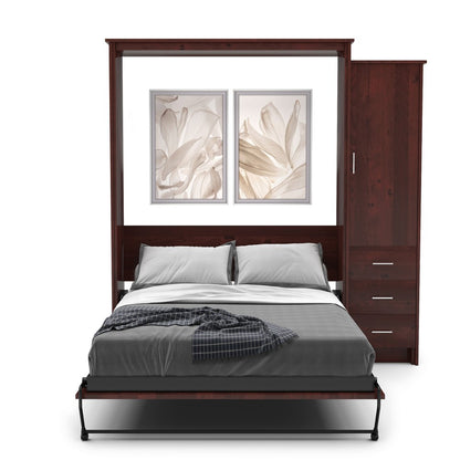 Queen Size Murphy Bed - Right Cabinet, Slab Style, Brushed Nickel Pulls