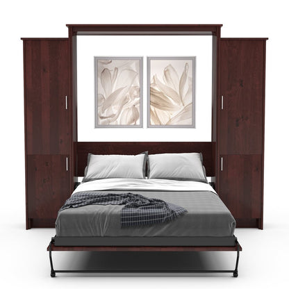 Full Size Murphy Bed - Left & Right Cabinet, Slab Style, Brushed Nickel Pulls - Murphy Door