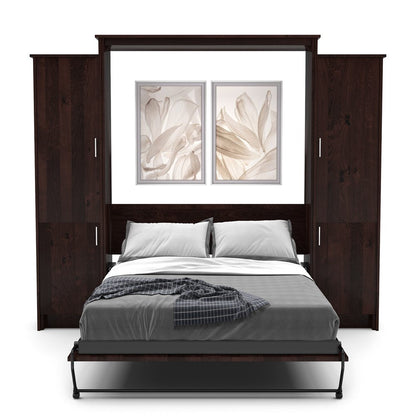 Full Size Murphy Bed - Left & Right Cabinet, Slab Style, Brushed Nickel Pulls - Murphy Door