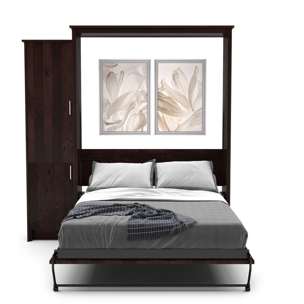 Full Size Murphy Bed - Left Cabinet, Slab Style, Brushed Nickel Pulls - Murphy Door, Inc.