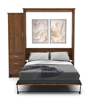 Queen Size Murphy Bed - Left Cabinet, Slab Style, Brushed Nickel Pulls - Murphy Door, Inc.