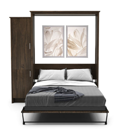 Queen Size Murphy Bed - Left Cabinet, Slab Style, Brushed Nickel Pulls - Murphy Door, Inc.