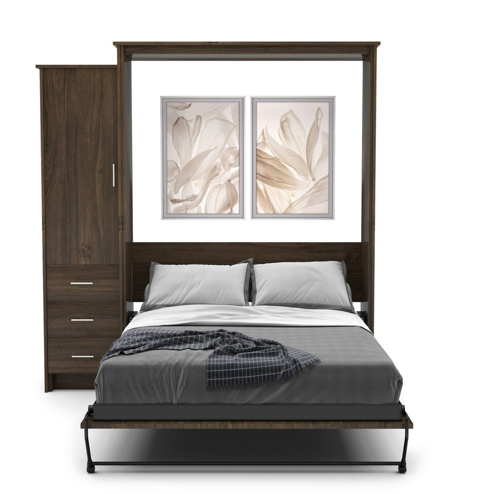 Full Size Murphy Bed - Left Cabinet, Slab Style, Brushed Nickel Pulls - Murphy Door, Inc.