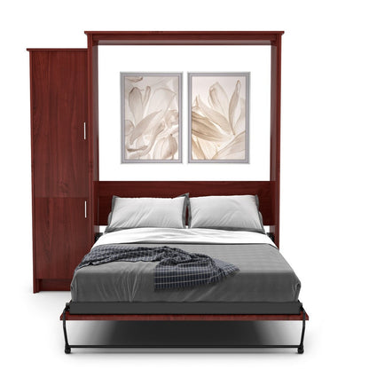 Queen Size Murphy Bed - Left Cabinet, Slab Style, Brushed Nickel Pulls - Murphy Door, Inc.