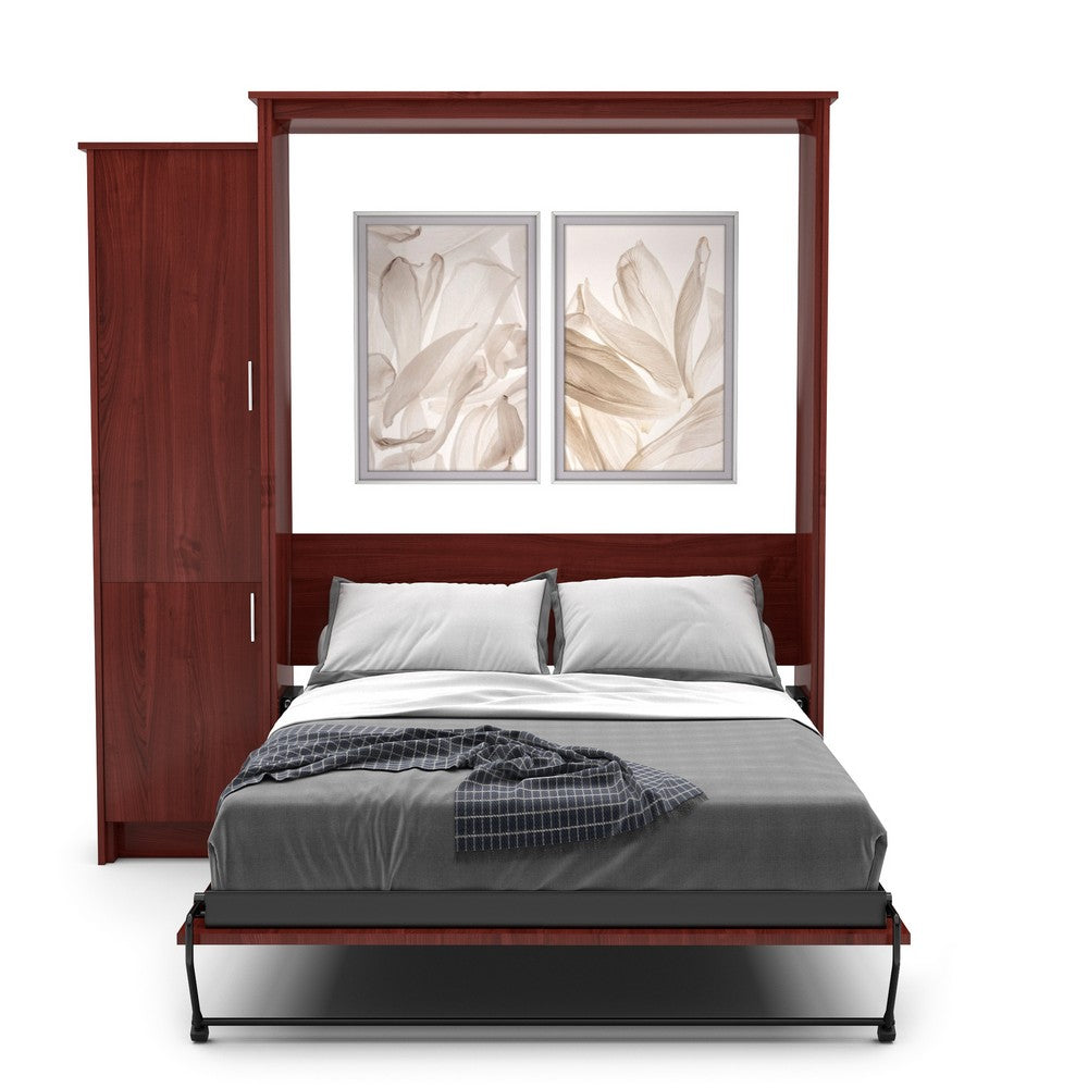 Full Size Murphy Bed - Left Cabinet, Slab Style, Brushed Nickel Pulls - Murphy Door, Inc.