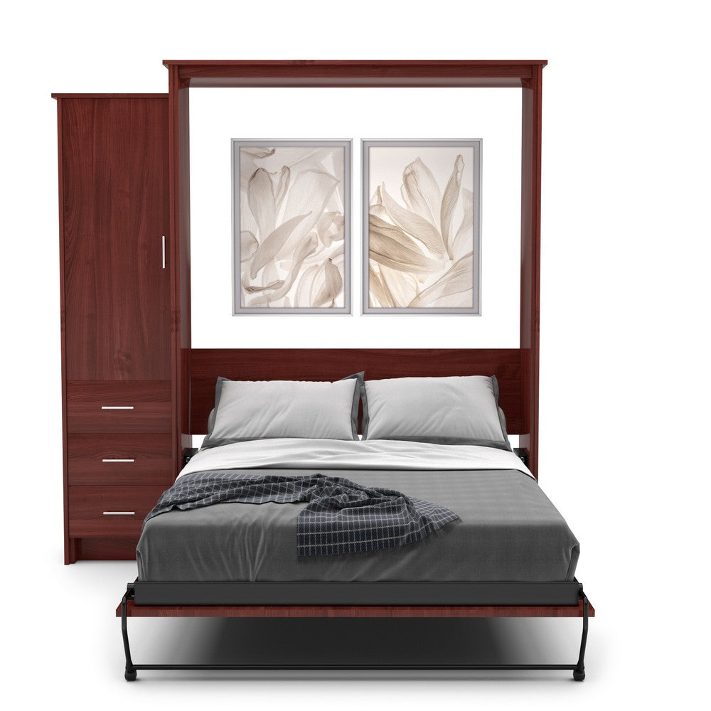 Full Size Murphy Bed - Left Cabinet, Slab Style, Brushed Nickel Pulls - Murphy Door, Inc.