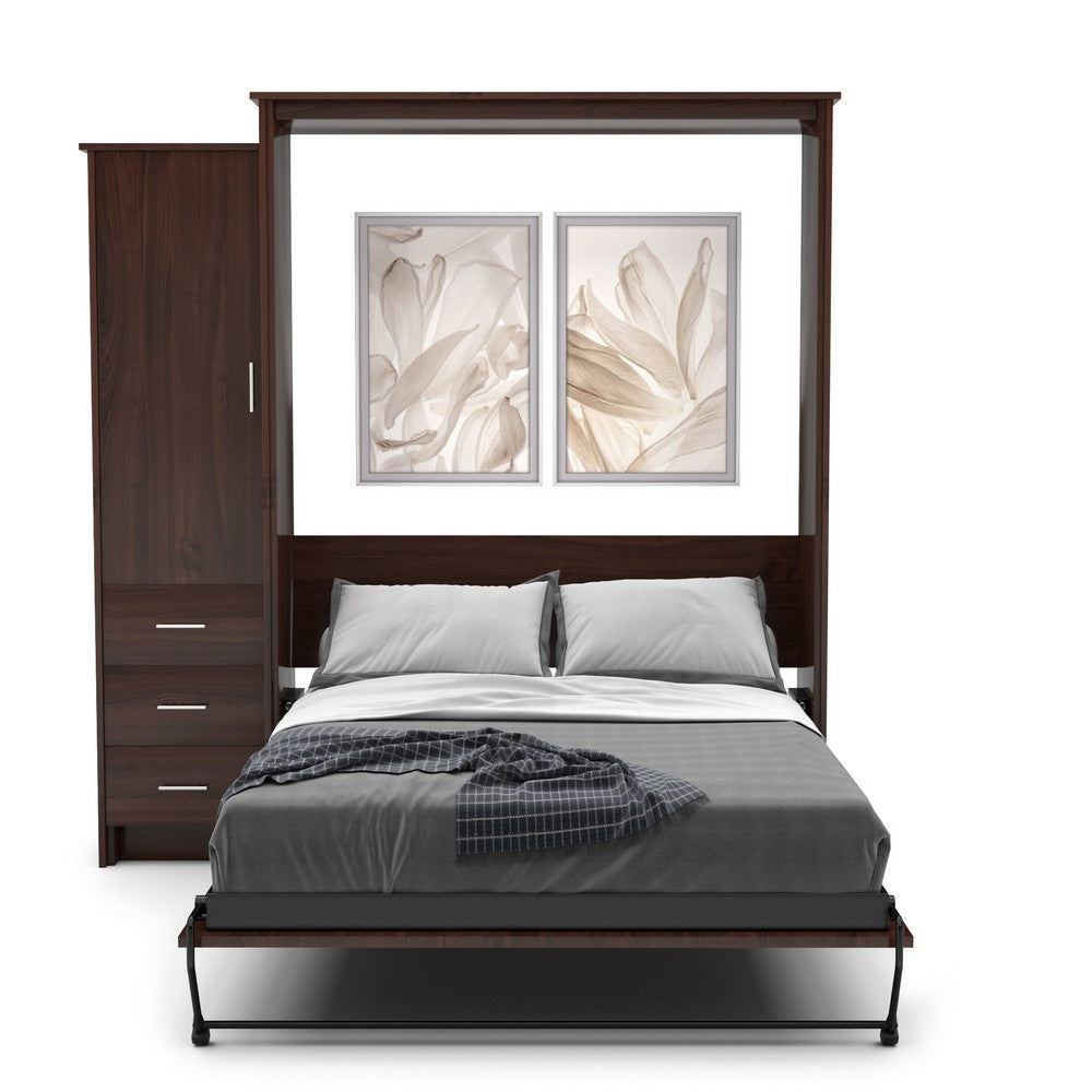 Full Size Murphy Bed - Left Cabinet, Slab Style, Brushed Nickel Pulls - Murphy Door, Inc.