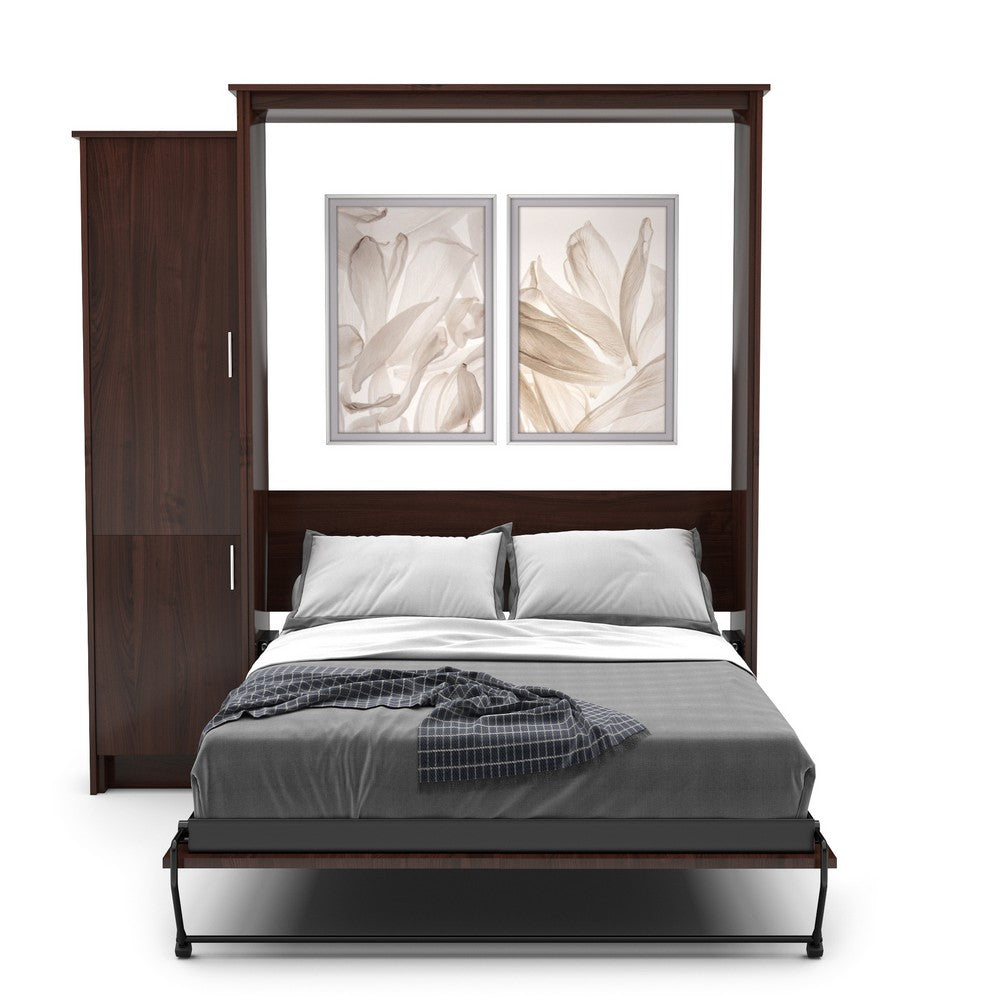Full Size Murphy Bed - Left Cabinet, Slab Style, Brushed Nickel Pulls - Murphy Door, Inc.