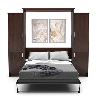 Full Size Murphy Bed - Left & Right Cabinet, Slab Style, Brushed Nickel Pulls - Murphy Door