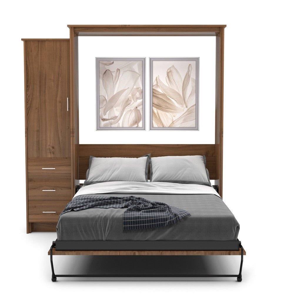 Full Size Murphy Bed - Left Cabinet, Slab Style, Brushed Nickel Pulls - Murphy Door, Inc.